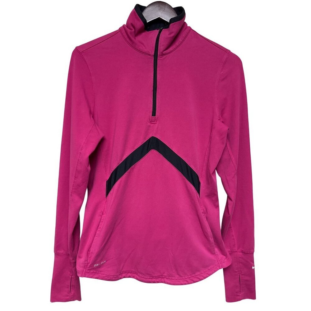 Nike Dri-Fit Women's 1/4 Zip Jacket Pink Pull Over Running Yoga Medium Athletic